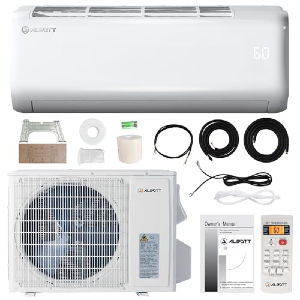 Albott 9000 BTU Mini Split Air Conditioner Heat Pump, Inverter Ductless AC, Cools up to 450 Sq. Ft, Energy-Efficient with Self-Cleaning, SEER2 18.5, 220V Klimalar Fiyatı