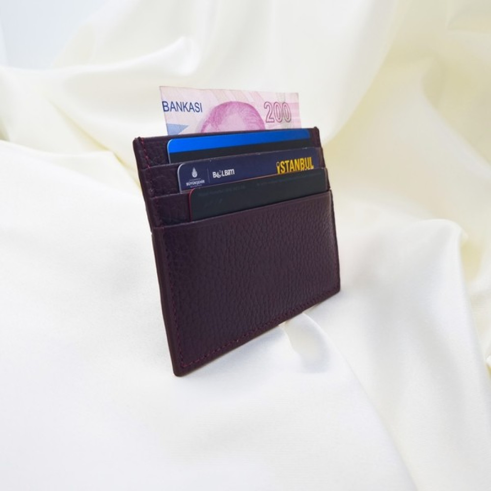 ALC Collection Bordo Renk Hakiki Deri Ince Klasik Unisex Kartlık Cüzdan Erkek Kartlık Fiyatı