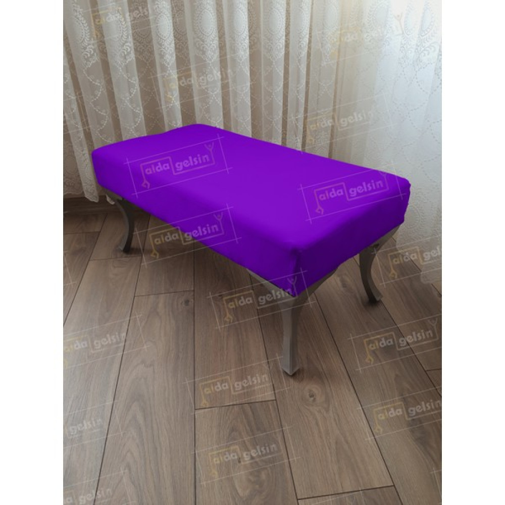 Alda Gelsin 100 cm Düz Ayak Ucu Kapı Önü Antre Bench Puf Gümüş Ayak - Lila Puf Fiyatı