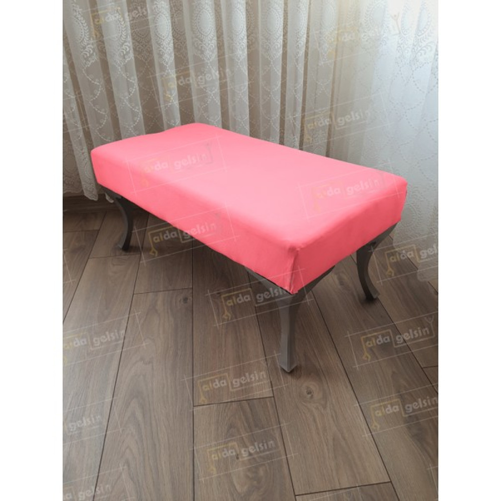 Alda Gelsin 110 cm Düz Ayak Ucu Kapı Önü Antre Bench Puf Gümüş Ayak - Pembe Puf Fiyatı