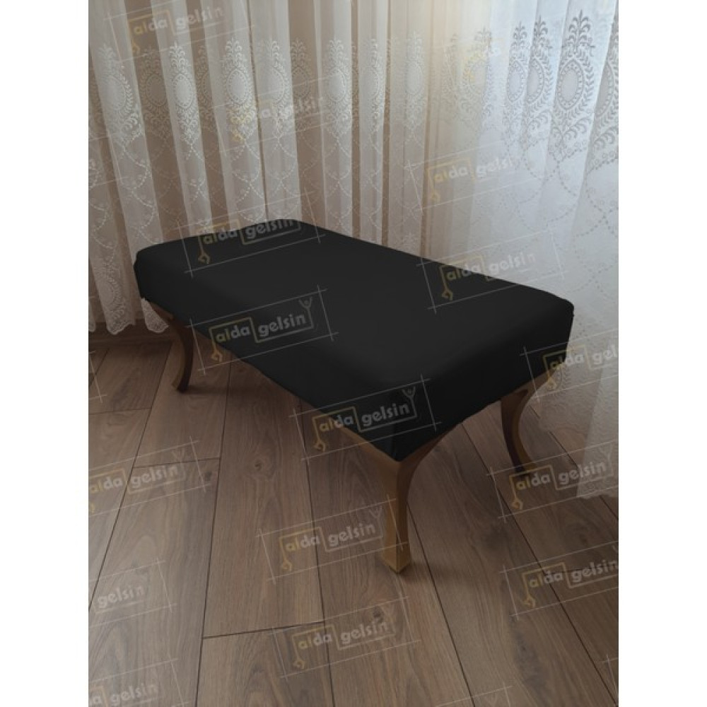Alda Gelsin 90 cm Düz Ayak Ucu Kapı Önü Antre Bench Puf Gold Ayak - 90 x 42 cm - Siyah Puf Fiyatı