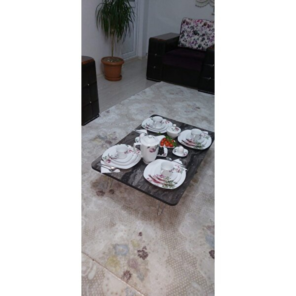 Alda Gelsin Yeni Model Dikdörtgen Yer Sofrası 60 x 110 cm - Siyah Yemek & Mutfak Masası Fiyatı