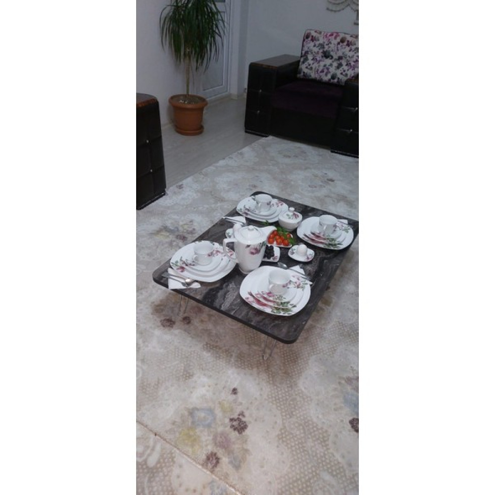 Alda Gelsin Yeni Model Dikdörtgen Yer Sofrası 60 x 90 cm - Siyah Yemek & Mutfak Masası Fiyatı