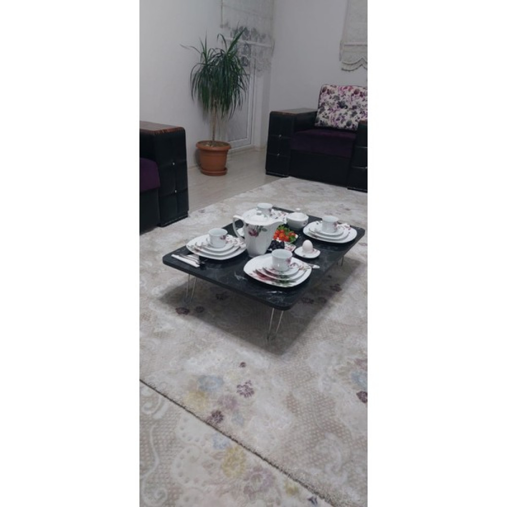 Alda Gelsin Yeni Model Dikdörtgen Yer Sofrası 70 x 120 cm - Siyah Yemek & Mutfak Masası Fiyatı