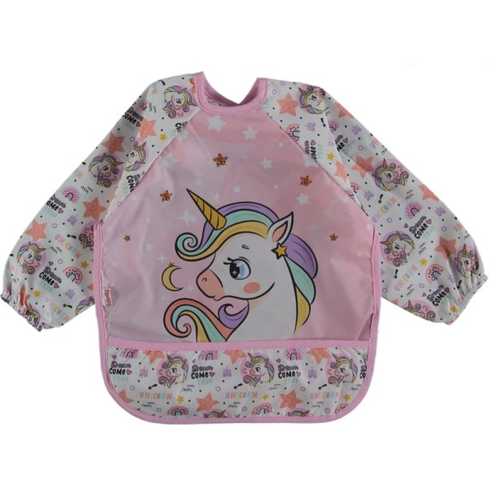 Aldemir Store Unicorn Sevimli At Desen Kollu Cepli Bebek Mama Önlüğü - Beyaz - Standart Mama Önlüğü Fiyatı