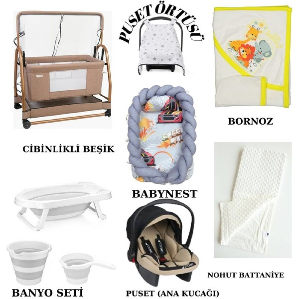 Alderon Baby Beşik Babynest Katlanır Banyo Seti Bornoz Puset Battaniye - Bej Beşik Fiyatı