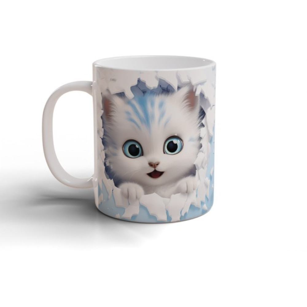 Aldesid Cute Kitten 2 - Sevimli Kedi Baskılı Kupa Bardak, Beyaz Porselen Kupa - 300 ml Fincan / Bardak / Kahve Takımı Fiyatı