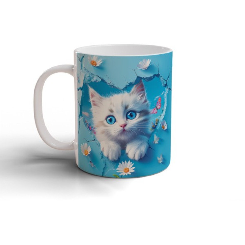 Aldesid Cute Kitten 3 - Sevimli Kedi Baskılı Kupa Bardak, Beyaz Porselen Kupa - 300 ml Fincan / Bardak / Kahve Takımı Fiyatı