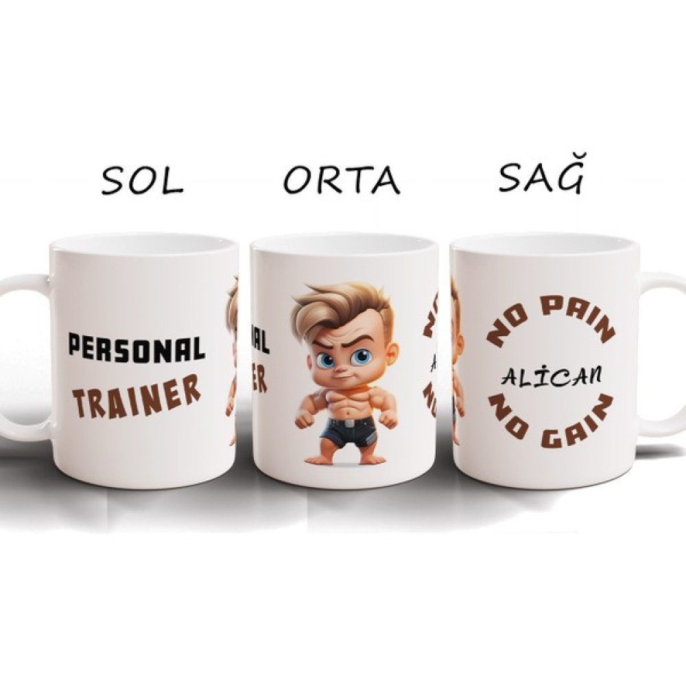 Aldesid Kişiye Isme Özel Personal Trainer V1 Baskılı Kupa Bardak, Beyaz Porselen Kupa - 300 ml Fincan / Bardak / Kahve Takımı Fiyatı