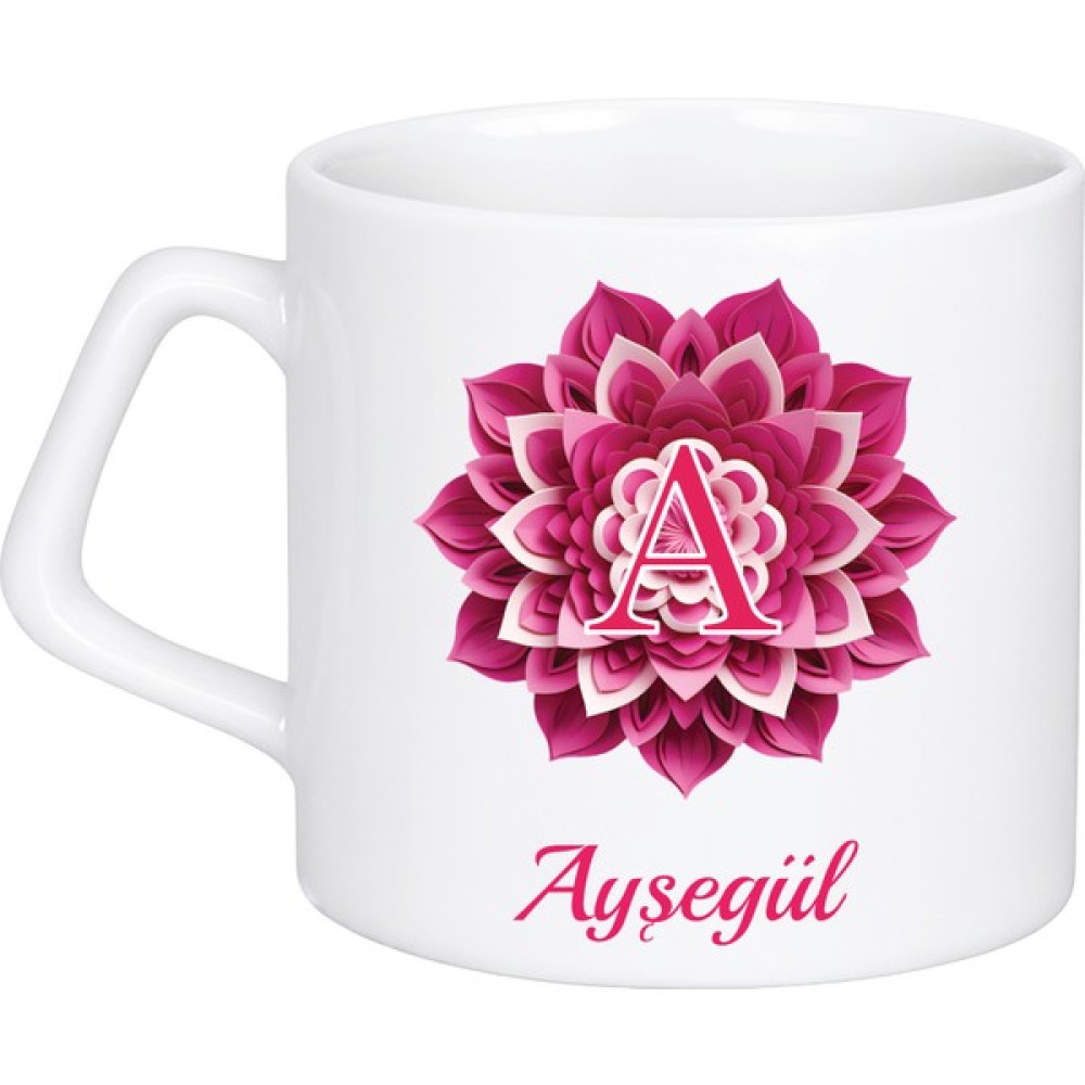 Aldesid Kişiye Özel Harf ve Isim Baskılı Kupa Bardak Isme Özel Kupa Çiçekli ve Harfli Kupa Pembe Mandala-1 - Beyaz - 225 ml Fincan / Bardak / Kahve Takımı Fiyatı