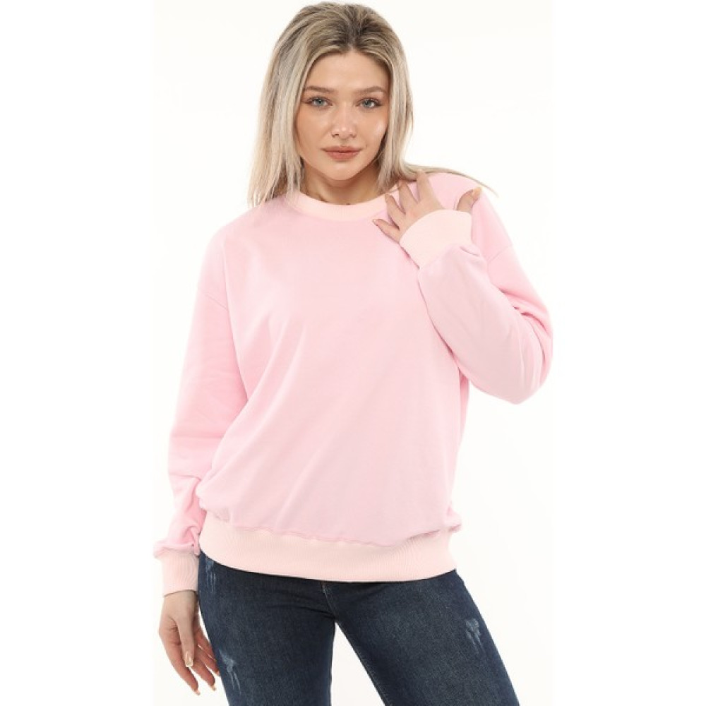 aldyoo Kadın Pudra Oversize Sweatshirt Bisiklet Yaka Düz Baskısız Basic Bol Rahat Kalıp Bayan Sweatshirt Fiyatı