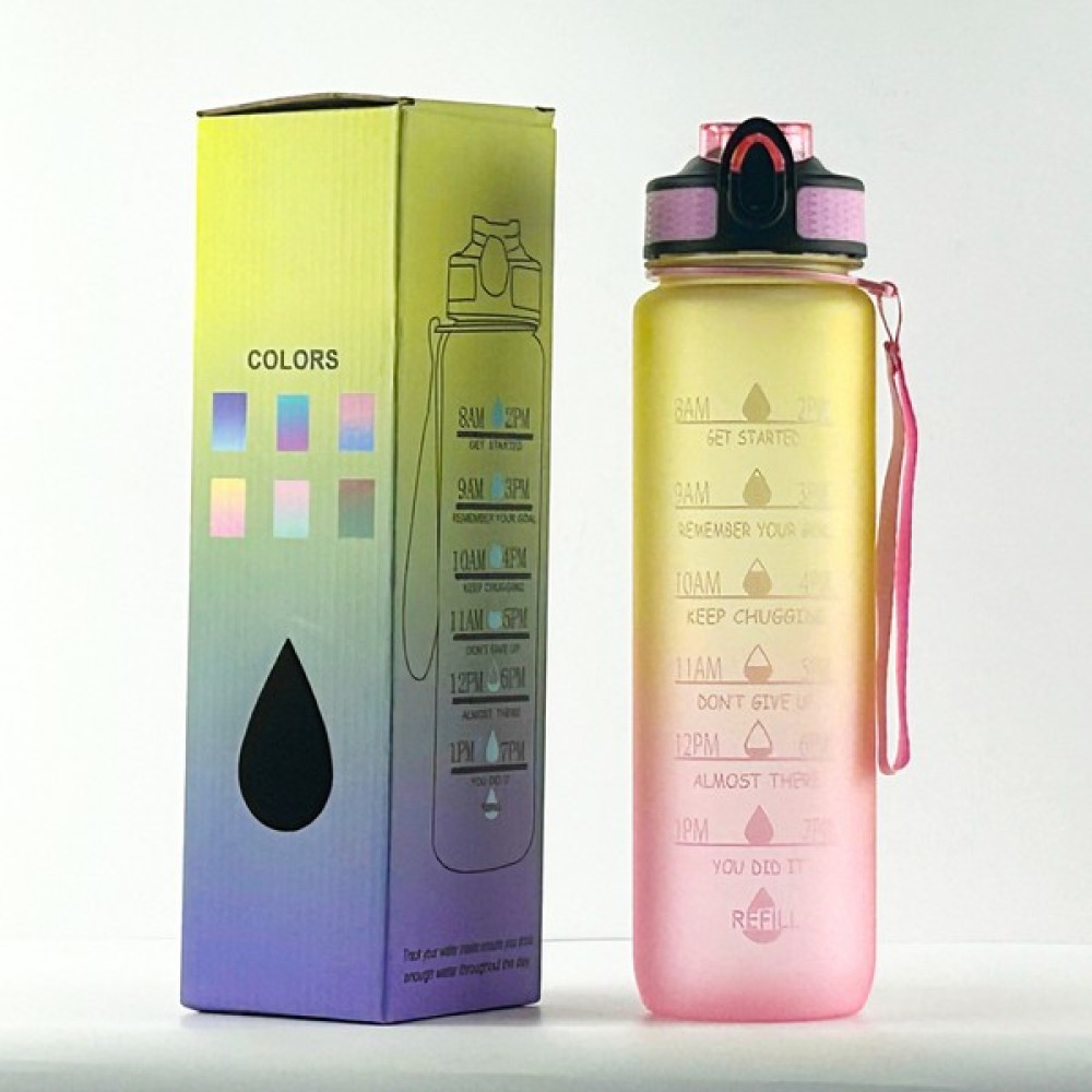 aldyoo Motivasyonel 1000 ml Pipetli Su Matarası 1lt Su Şişesi Suluk Tritan Bpa Free Koku Sızdırma Yok - Sarı - Pembe Suluk Fiyatı
