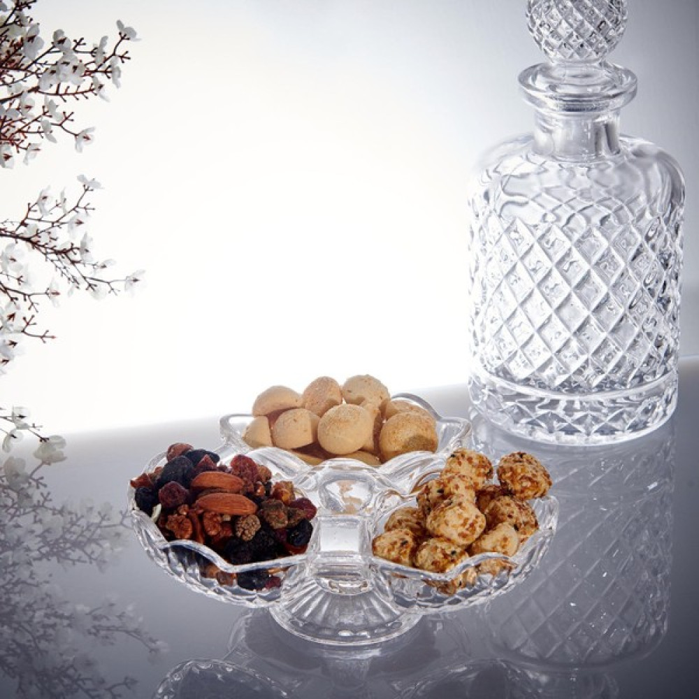 Alegre Glass Ayaklı Kafes 3 Bölmeli Çerezlik - 21X10 cm Mutfak Gereçleri Fiyatı