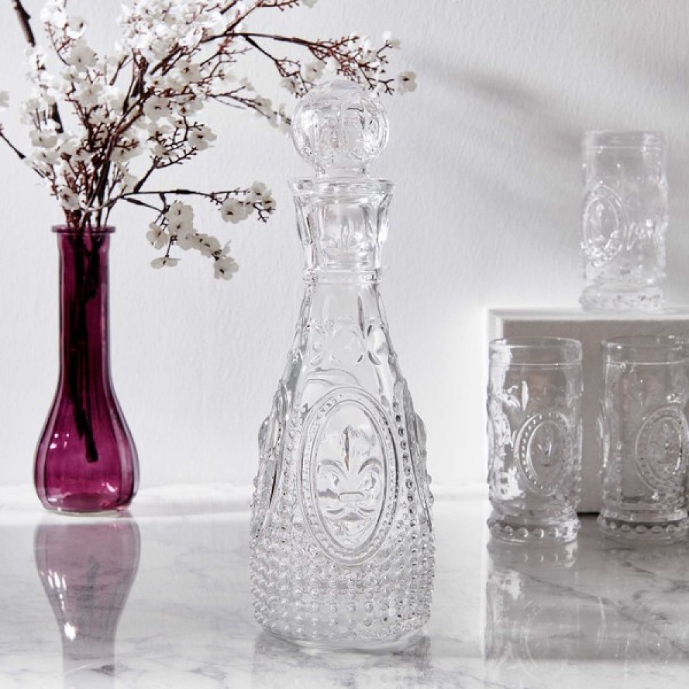 Alegre Glass Fleur De Lis Kapaklı Karaf - 14X33 cm - Şeffaf - 1500 cc Sürahi Fiyatı