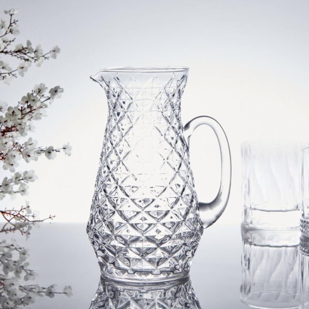 Alegre Glass Iris Kulplu Sürahi - 11,2X20 cm - Şeffaf - 1,5 L Sürahi Fiyatı