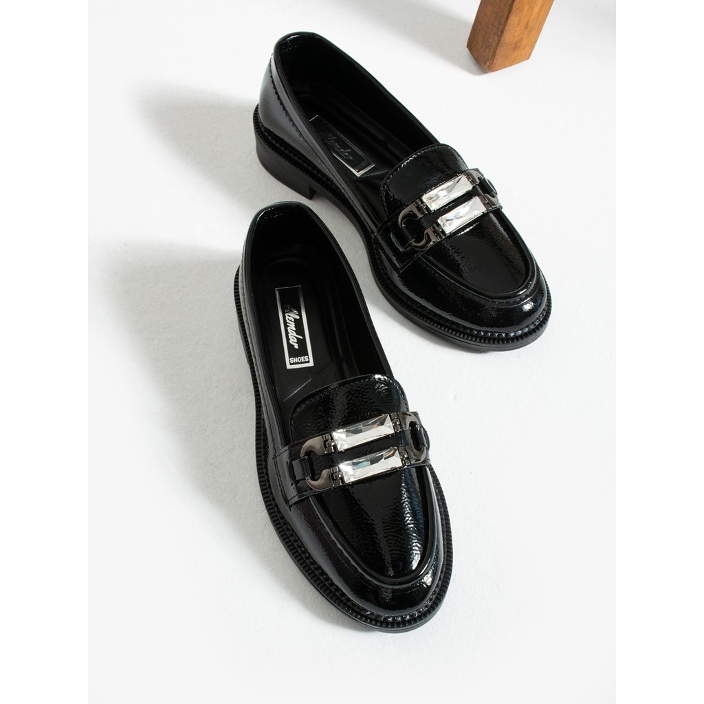 Alemdar Shoes Ivan Siyah Rugan Taş Detay Kadın Loafer Diğer Fiyatı