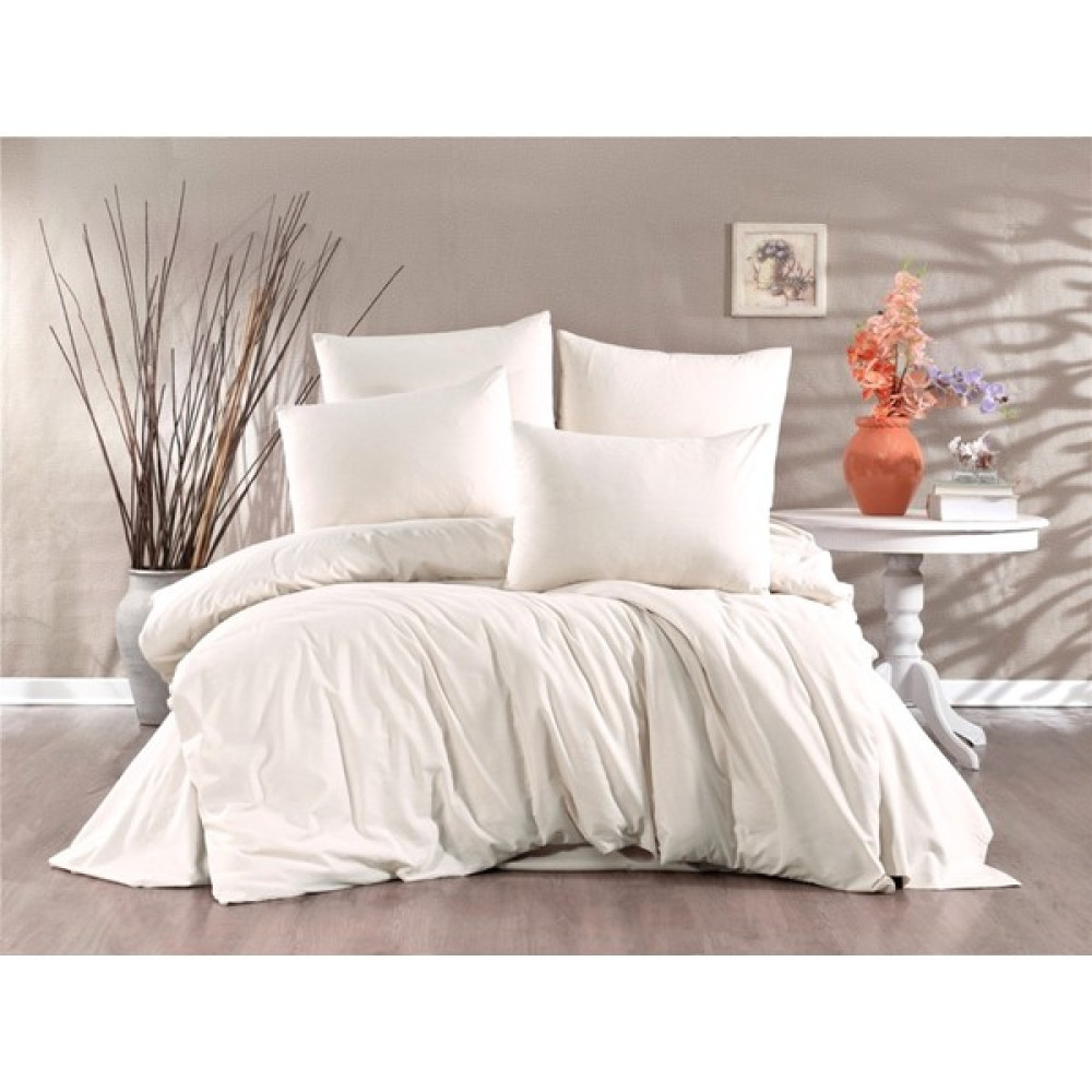 Alena Home Pamuklu Gold Serisi (Lastikli Çarşaflı) Düz Tek Kişilik Nevresim Takımı - Ekru - 120 x 200 cm Nevresim Takımı Fiyatı