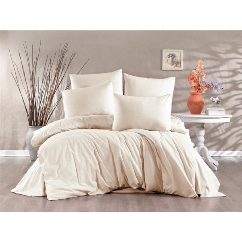 Alena Home Pamuklu Gold Serisi (Lastikli Çarşaflı) Düz Tek Kişilik Nevresim Takımı - Krem - 120 x 200 cm Nevresim Takımı Fiyatı