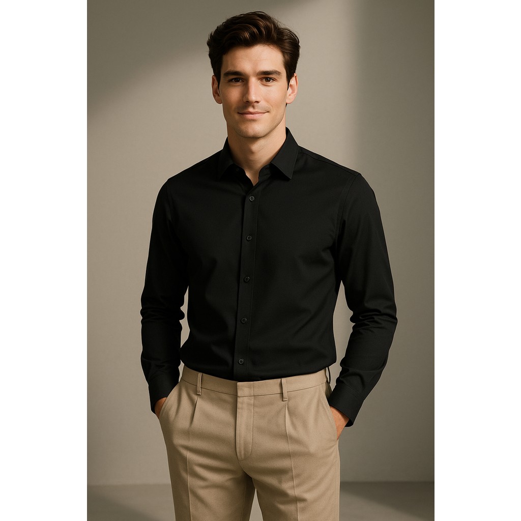 Alenmeza Erkek Siyah Su ve Leke Itici Nanocare Pamuk Saten Ütü Istemeyen Slim Fit Casual Gömlek Giyim & İç Giyim Fiyatı