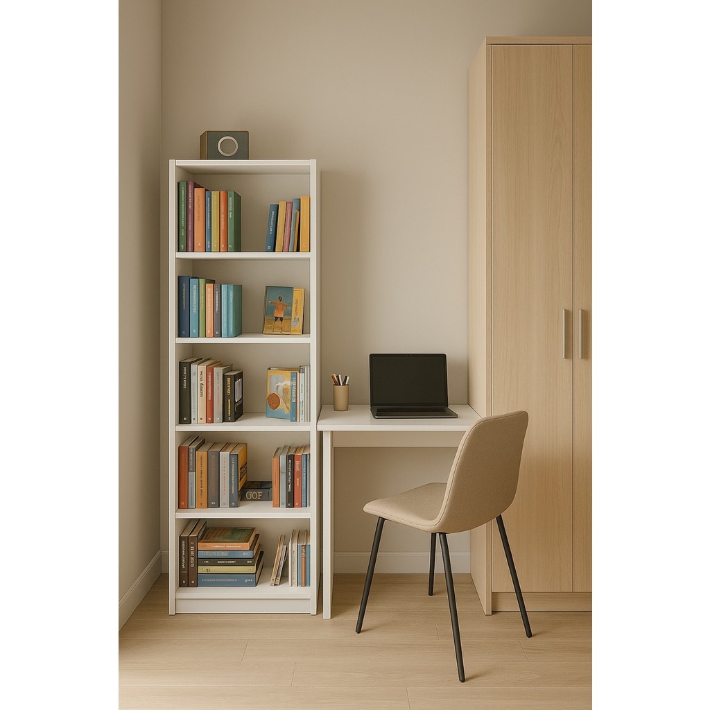 Alesta Life 5 Raflı Beyaz Kitaplık Suntalam Malzeme ile 170 cm Yükseklik ve 56 cm Genişlik Kitaplık Fiyatı