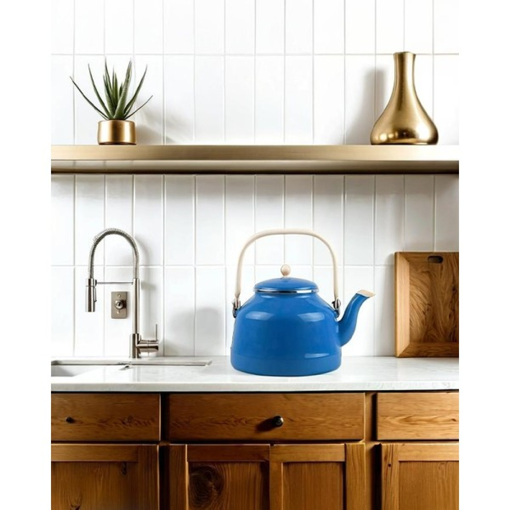 Alev Vintage Demlik - Emaye Çaydanlık Kettle - Mavi - 3.5 Litre Çay / Çaydanlık Setleri Fiyatı