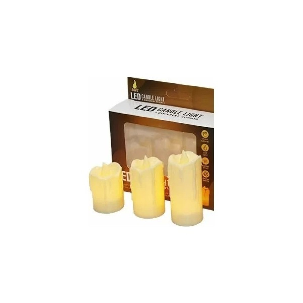 Alevli LED Mum Hareketli Alev Görünümlü Dekoratif Mum - 3lü Set (Orta Boy) - Renkli Avize Fiyatı