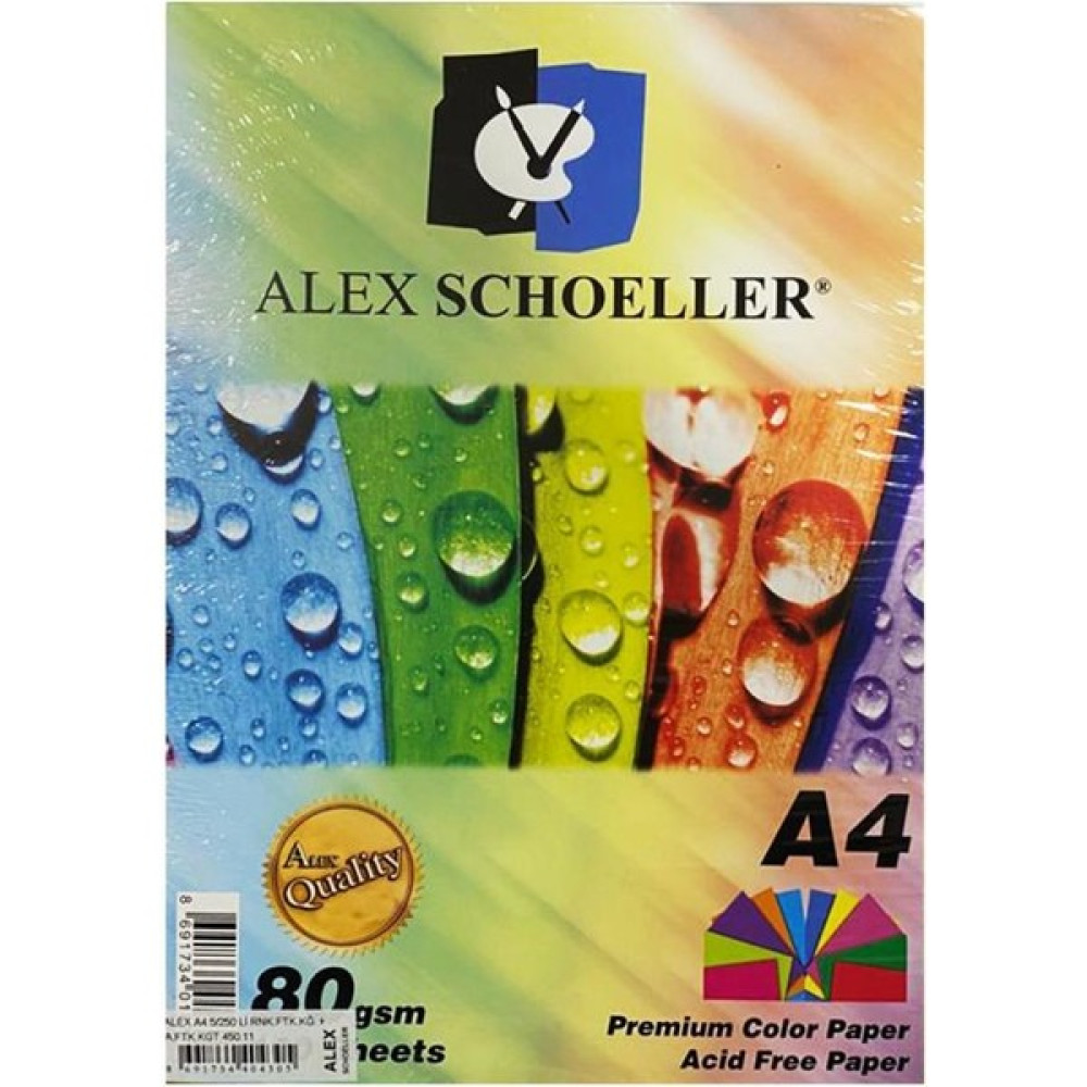 Alex Schoeller 250'LI Renkli Fotokopi Kağıdı 5 Renk ALX-0305 Fotokopi Kağıdı Fiyatı