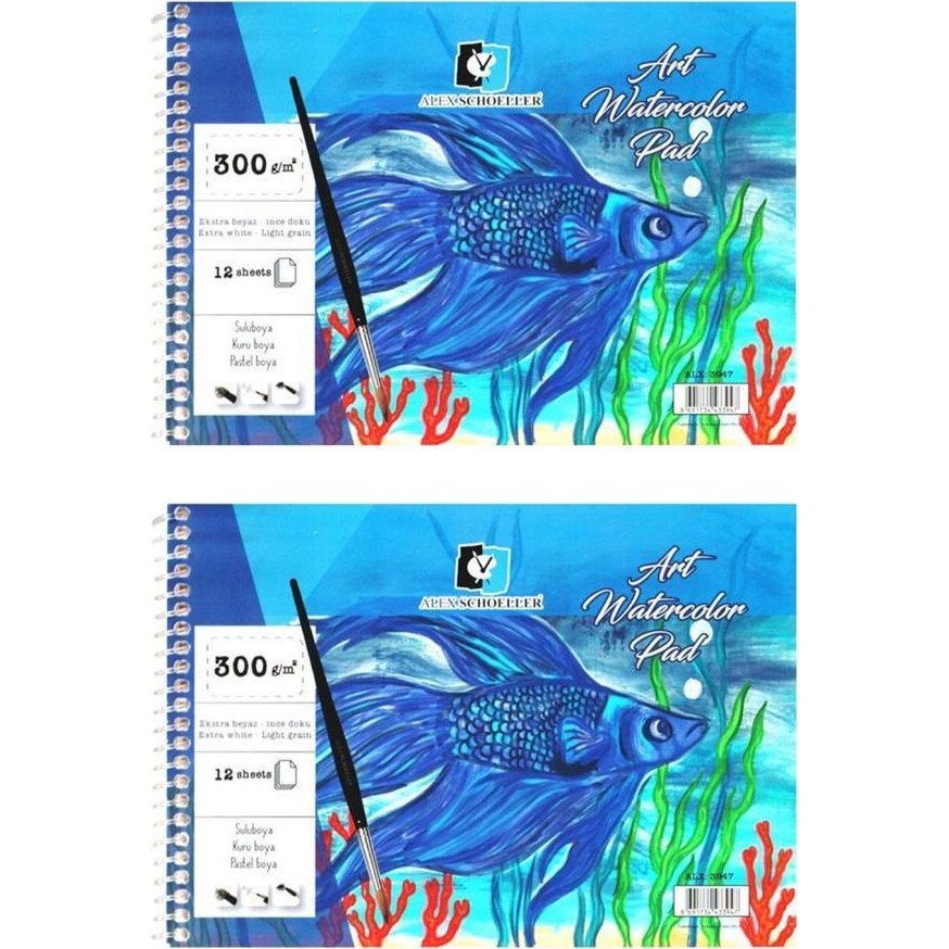 Alex Schoeller Art Spiralli Sulu Boya Defteri A4 300 gr 12 Yaprak 2'li Defter & Kağıt Ürünleri Fiyatı