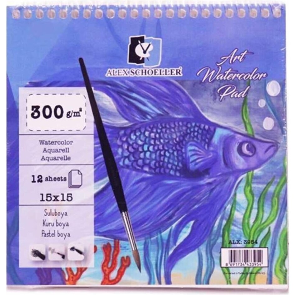 Alex Schoeller Art Watercolour Pad Spiralli Sulu Boya Defteri Blok 300 Gr. 15X15 Cm. 12 Yaprak Defter & Kağıt Ürünleri Fiyatı
