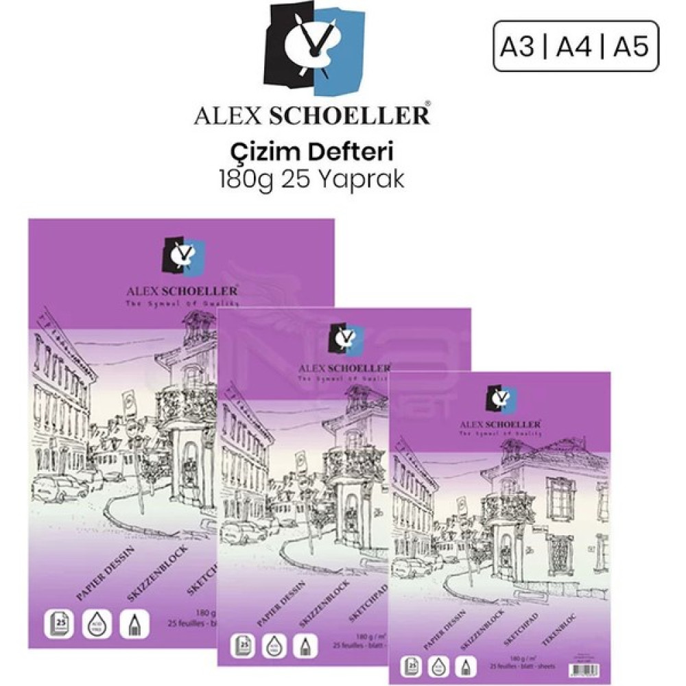 Alex Schoeller Çizim Defteri 180 gr 25 Yaprak Oto Boyaları Fiyatı