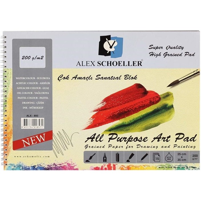 Alex Schoeller Çok Amaçlı Sanatsal Resim ve Eskiz Çizim Defteri 200 gr 25 x 35 cm 15 Yp. Defter & Kağıt Ürünleri Fiyatı