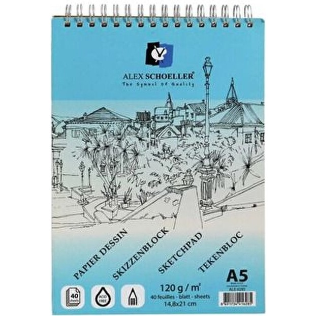 Alex Schoeller Eskiz Defteri A5 120 Gr Spiralli 40 Yaprak 14,8x21 cm Mavi Kapaklı Defter & Kağıt Ürünleri Fiyatı