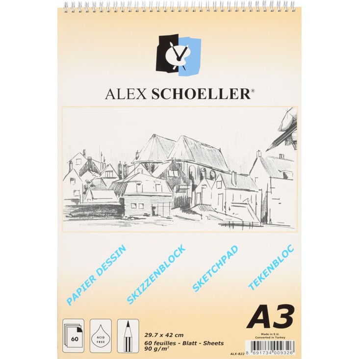 Alex Schoeller Spiralli Eskiz Çizim Defteri 90 gr A3 60 Yaprak Defter & Kağıt Ürünleri Fiyatı
