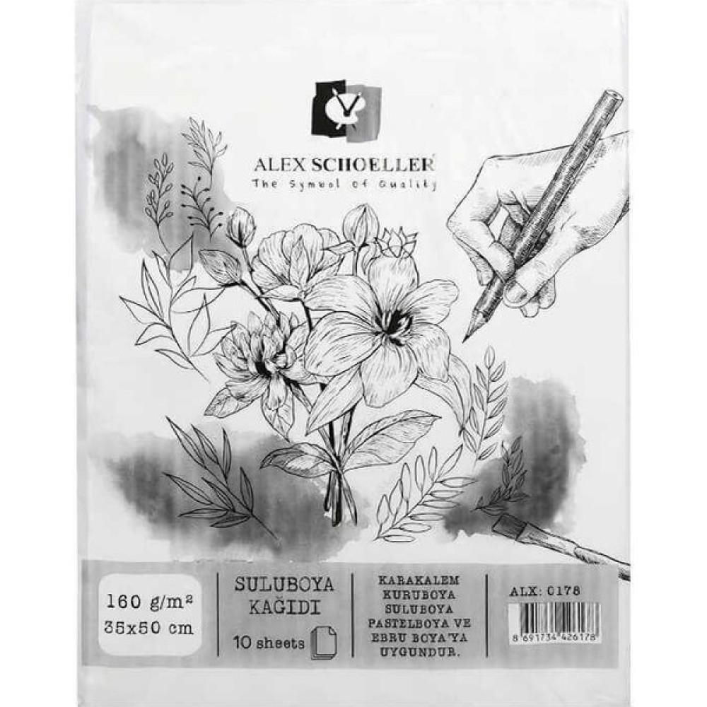 Alex Schoeller Sulu Boya Kağıdı 35X50 cm 160 gr 10'lu Sulu Boya Fiyatı