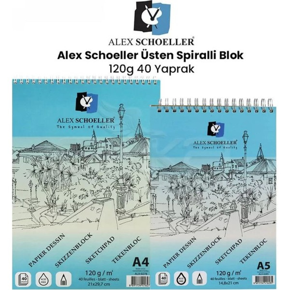 Alex Schoeller Üsten Spiralli Blok 120G 40 Yaprak Oto Boyaları Fiyatı
