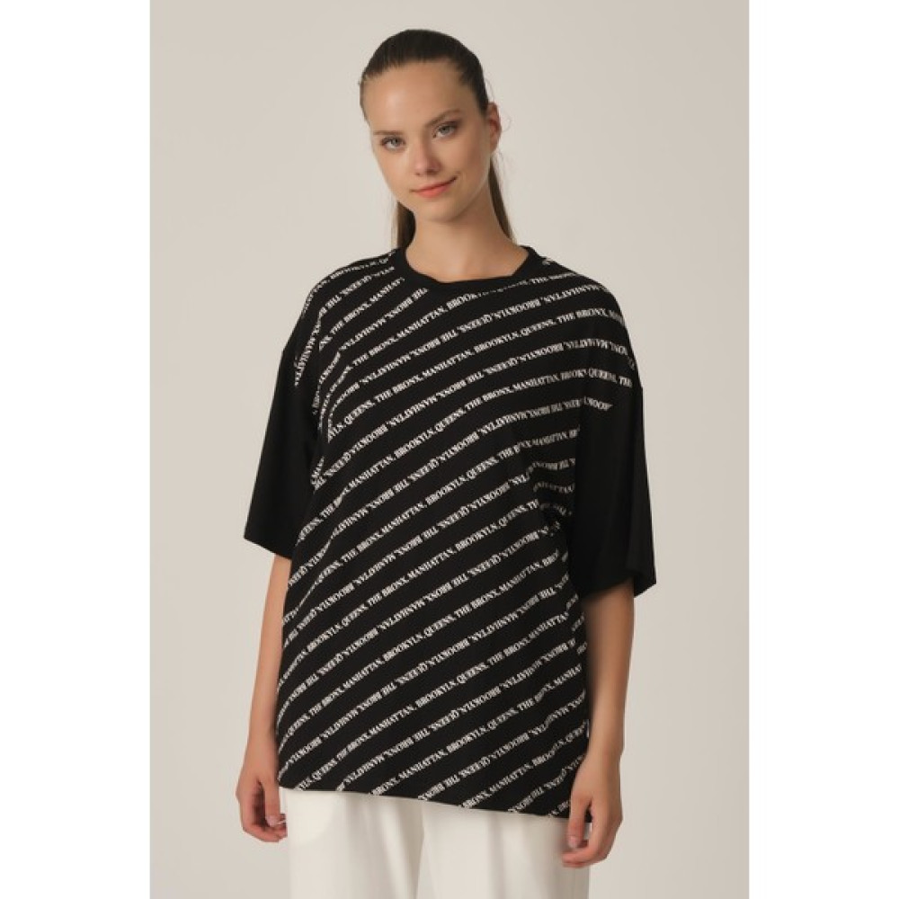 Alexandergardı Baskılı Oversize T-Shirt (UN-70417) Bayan T-shirt Fiyatı
