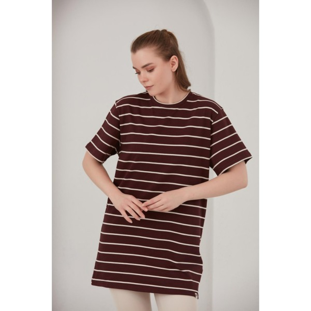 Alexandergardı Çizgili Oversize Fit T-Shirt (B22-71906) Bayan T-shirt Fiyatı
