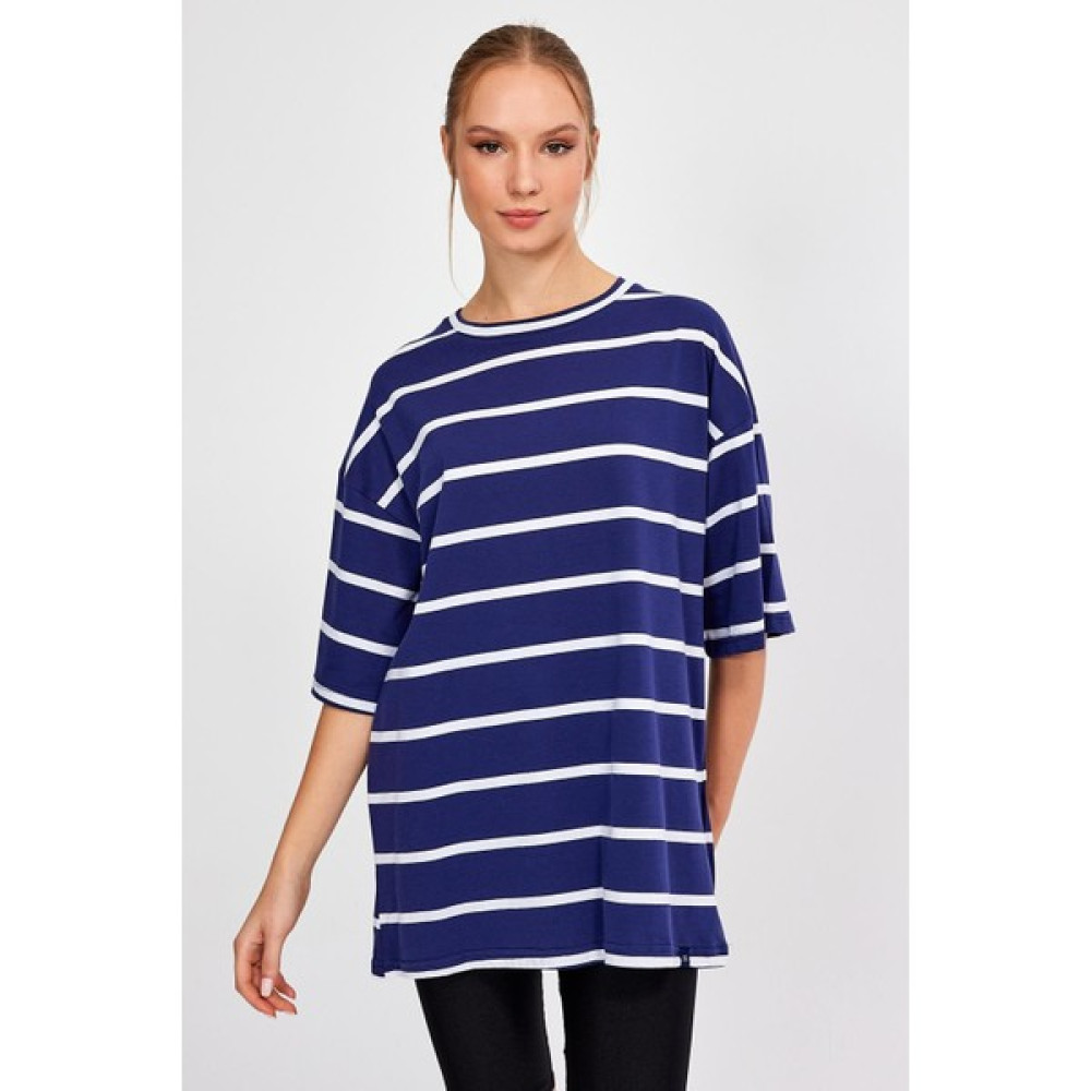 Alexandergardı Çizgili Oversize T-Shirt (E23-0046) Bayan T-shirt Fiyatı