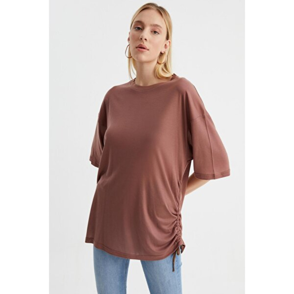 Alexandergardı Yanı Büzgülü T-Shirt (B22-33901) Bayan T-shirt Fiyatı