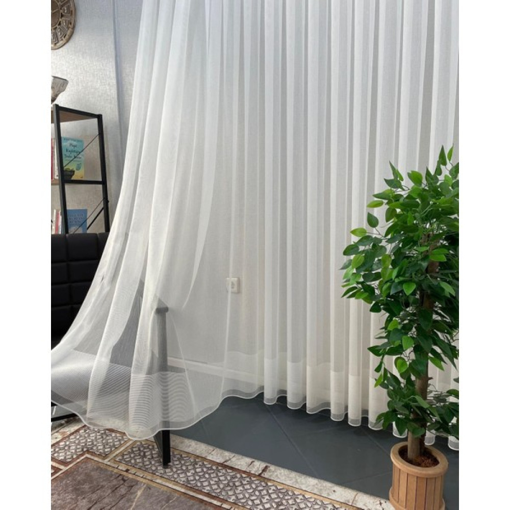 Aleyna Home Taç Bordürlü Naturel Tül Perde Kullanıma Hazır Normal Pile - 70 x 200 cm - Kırık Beyaz Tül Perde Fiyatı
