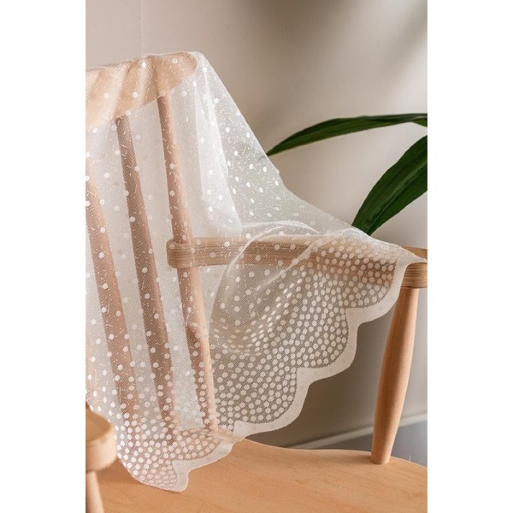 Aleyna Home Taç Puantiye Tül Perde Kullanıma Hazır Seyrek Pile 1X52 - 200 x 200 cm - Kırık Beyaz Tül Perde Fiyatı