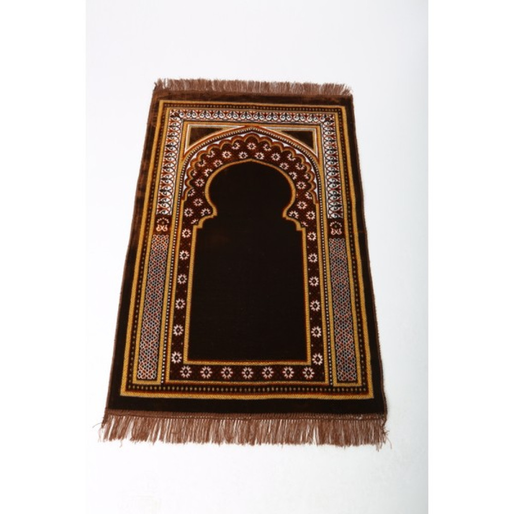 Aleyna Kadife Seccade, Lüx Kadife Seccade. Hac Hediyelik Kadife Seccade. Namazlık. - 70 x 100 cm - Kahverengi Seccade Fiyatı