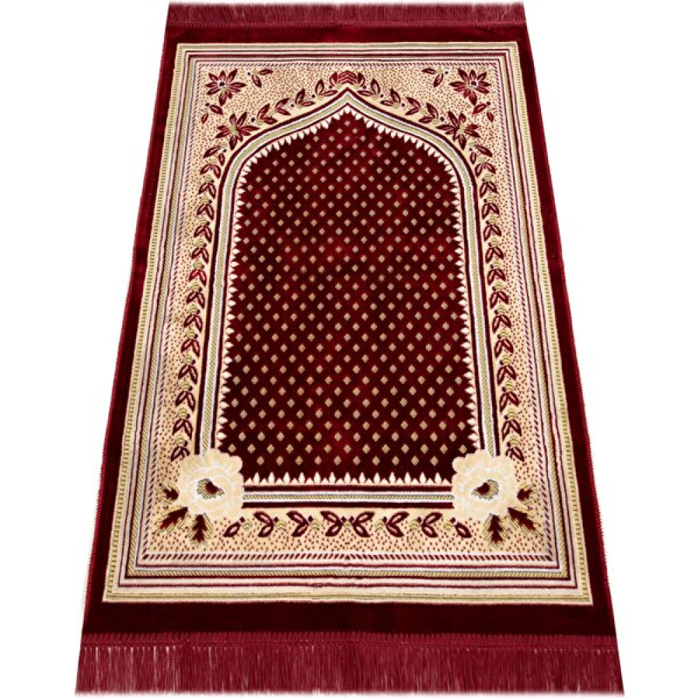 Aleyna Kadife Seccade, Lüx Kadife Seccade, Hac Hediyelik Kadife Seccade, Namazlık - 70 x 110 cm - Bordo Seccade Fiyatı