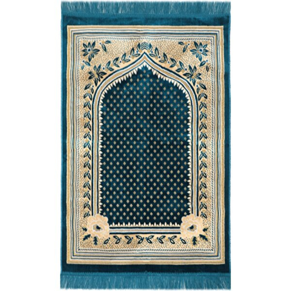 Aleyna Kadife Seccade, Lüx Kadife Seccade, Hac Hediyelik Kadife Seccade, Namazlık - 70 x 110 cm - Petrol Mavisi Seccade Fiyatı
