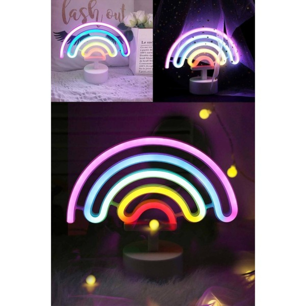 Aleyna'nın Dükkanı Dekoratif Gökkuşağı Neon Led Gece Lambası - Renkli Dekoratif Lamba Fiyatı