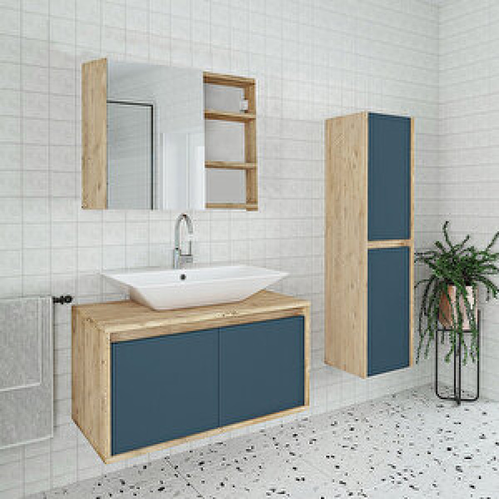 Alfa Banyo Esila 80 Cm + 35 Cm Boy Dolaplı -Mdf-Seramik Lavabolu Banyo Dolabı Takımı Banyo Dolabı / Mobilyası Fiyatı