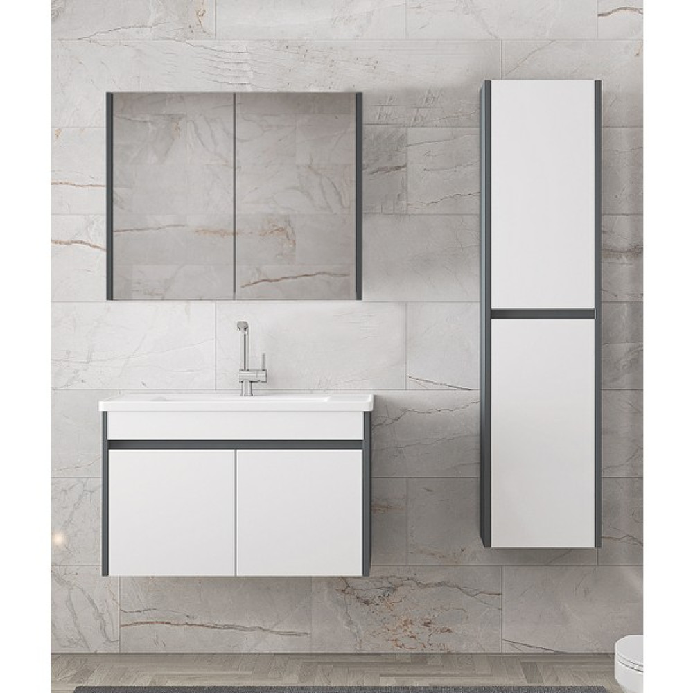 Alfa Banyo Estella-Ea 80+35 cm Mdf-Aynalı Boy Dolaplı-Lavabolu Banyo Dolabı Takımı Banyo Dolabı / Mobilyası Fiyatı