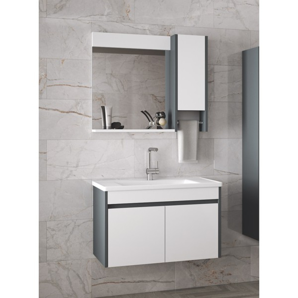 Alfa Banyo Estella-OA 80 cm Mdf Aynalı Lavabolu Banyo Dolabı Takımı Demonte Değil Banyo Dolabı / Mobilyası Fiyatı