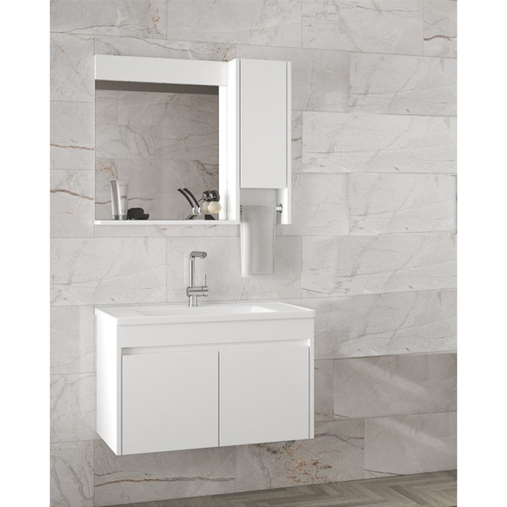 Alfa Banyo Estella-Oa Beyaz 80 cm Mdf-Aynalı-Lavabolu Banyo Dolabı Takımı***demonte Değil*** Banyo Dolabı / Mobilyası Fiyatı
