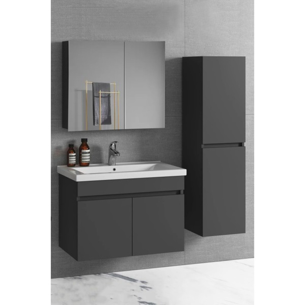 Alfa Banyo Viola Antrasit 115 cm (80+35) Mdf Boy Dolaplı Lavabolu Banyo Dolabı Takımı**demonte Değil Banyo Dolabı / Mobilyası Fiyatı